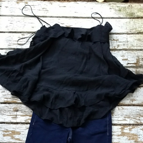 Black Flutter spaghetti strap top - Picture 3 of 5